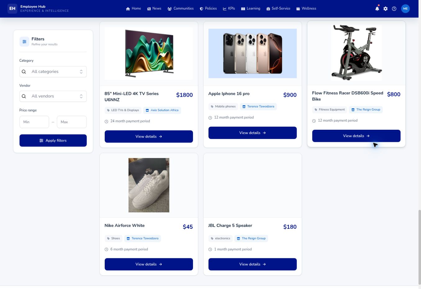 Employee marketplace inside Intelligence Hub